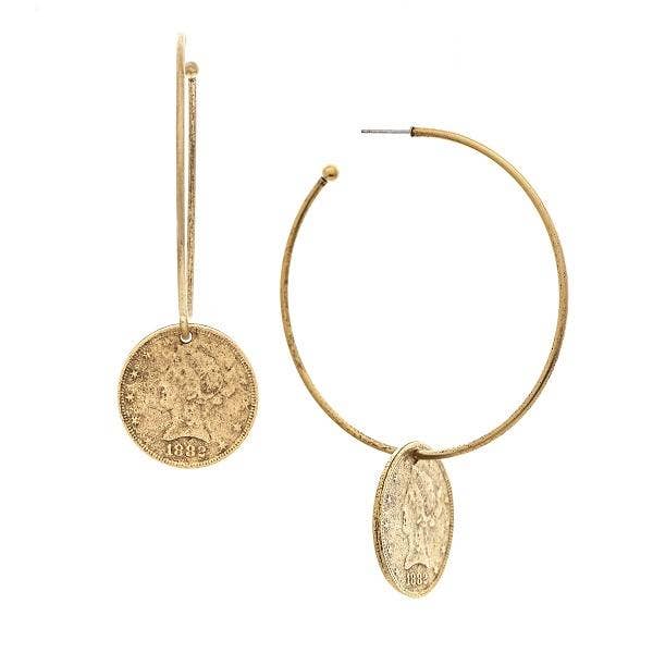 Coin Hoop Earring