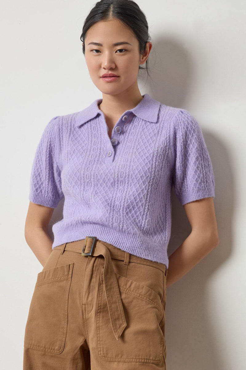 Mixed Stitch Elbow Sleeve Polo