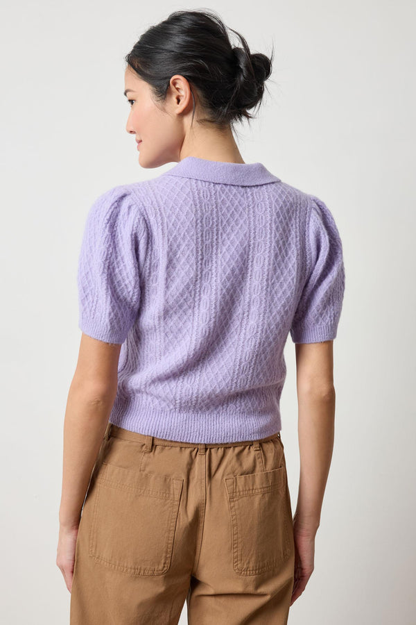 Mixed Stitch Elbow Sleeve Polo