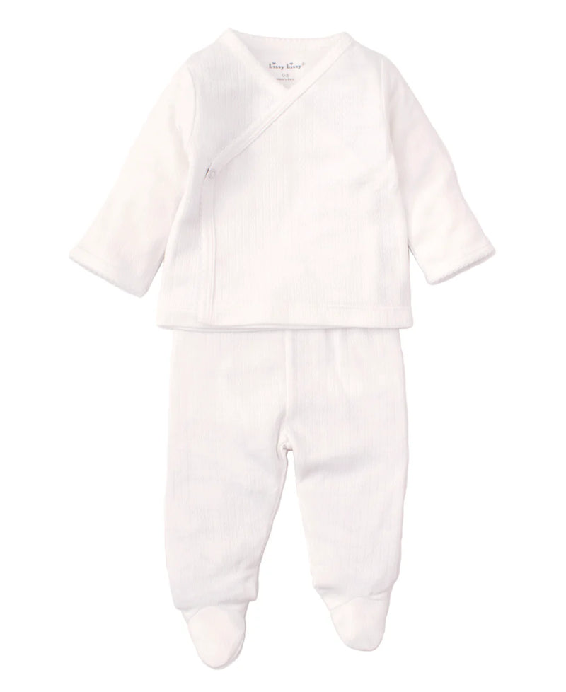 Pointelle Tee & Pant Set - White