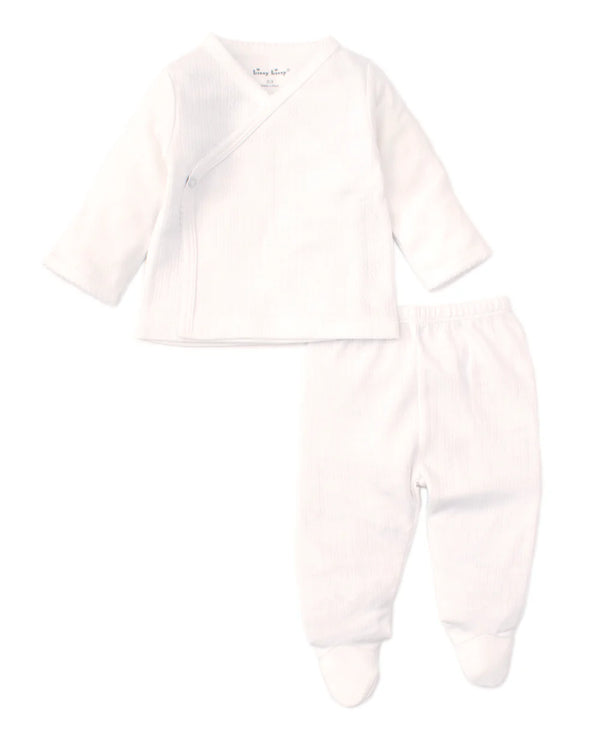 Pointelle Tee & Pant Set - White