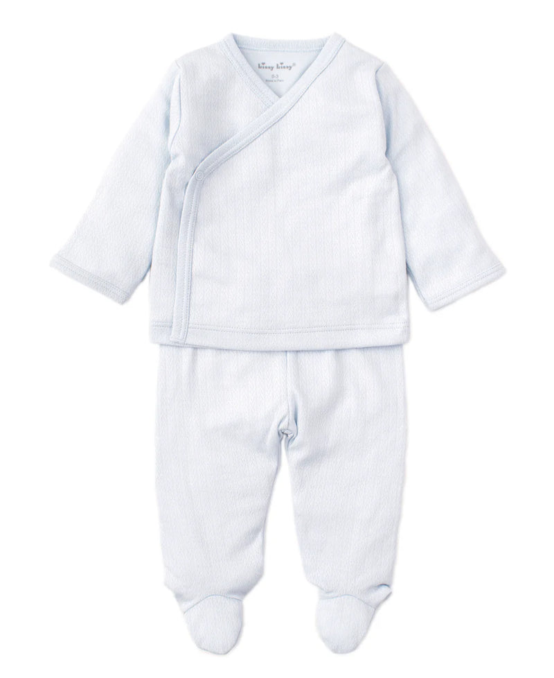 Pointelle Tee & Pant Set - Blue