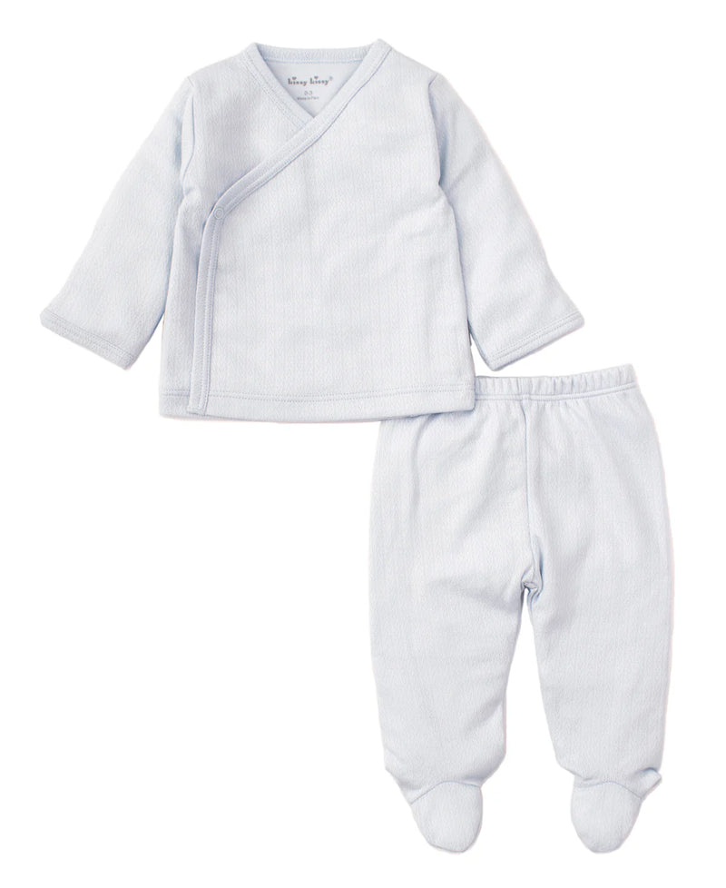 Pointelle Tee & Pant Set - Blue