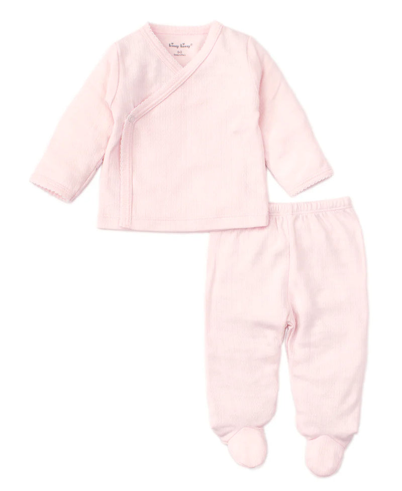 Pointelle Tee & Pant Set - Pink