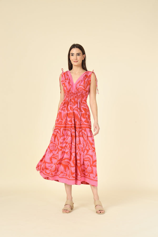 Rosalita Midi Dress- Grapefruit