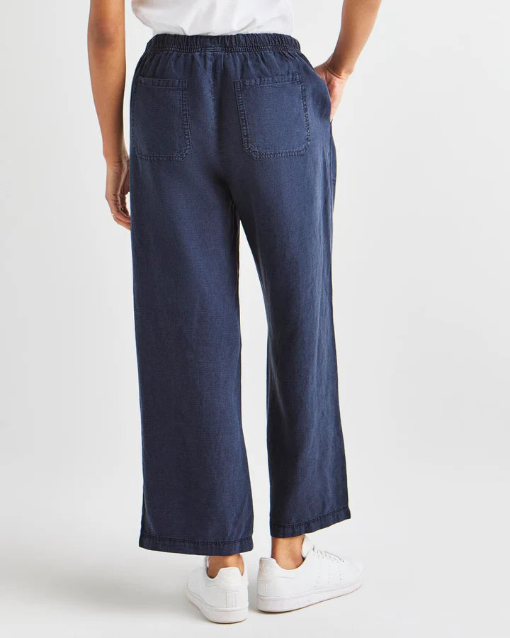 Angie Crop Wide Leg Pant in Navy