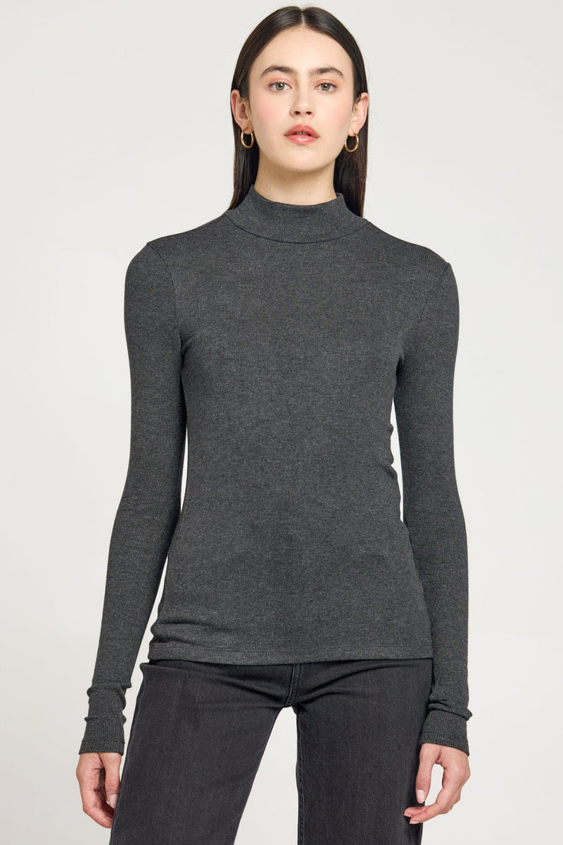 Ribbed Mock Neck Tee