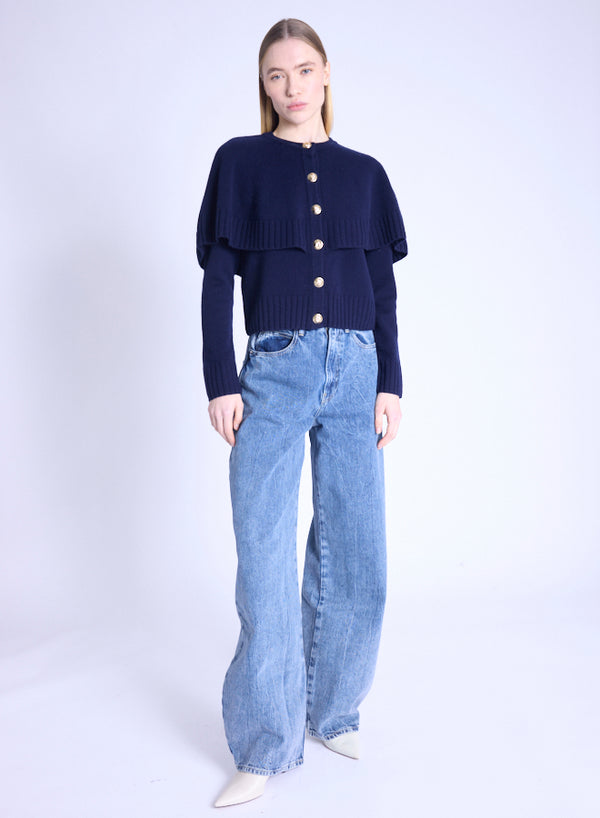 Millicent Cape Sweater - Navy