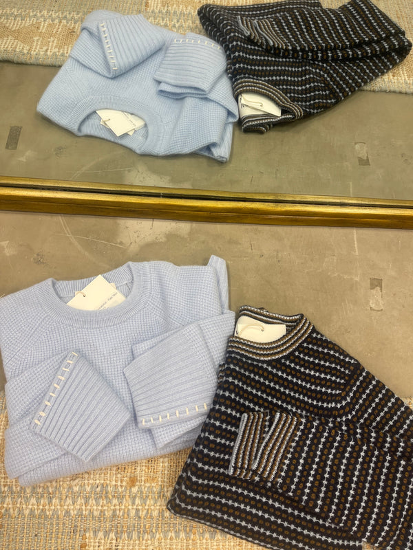 Cashmere Waffle Sweatshirt - Pale Mist