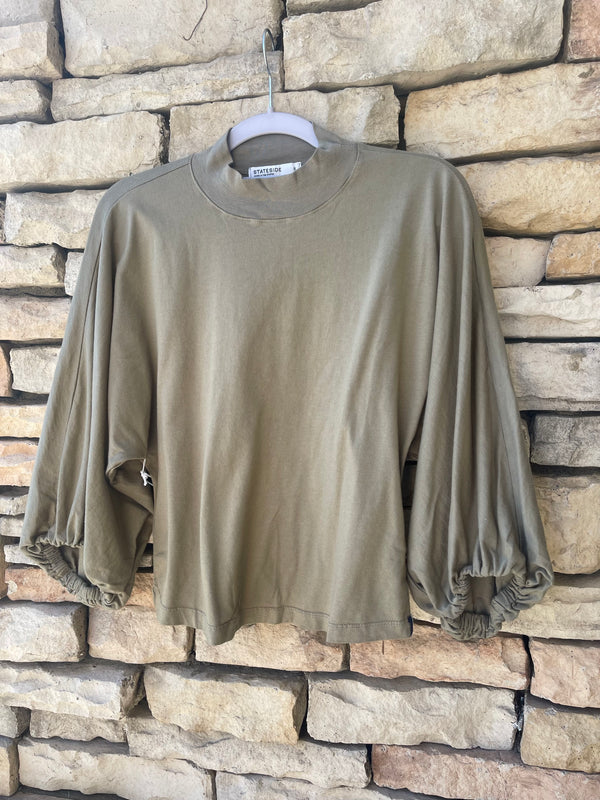 Mock Neck Dolman Top - Thyme