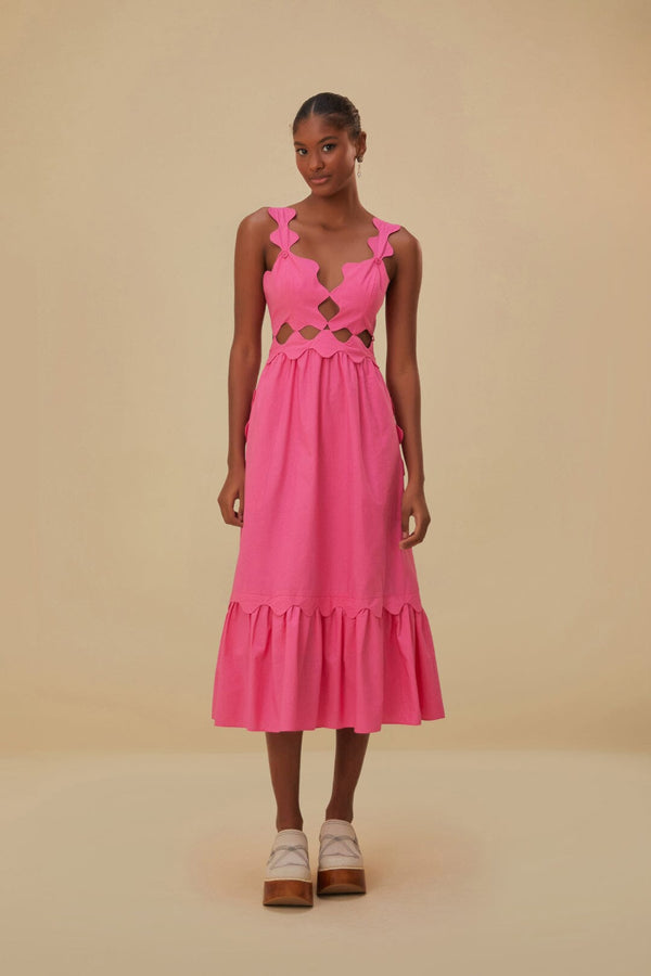 Pink Cut-Out Midi Dress