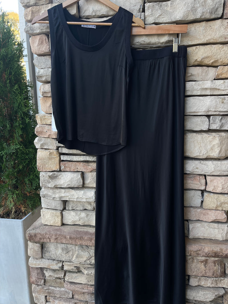 Cosmo Satin Maxi Skirt - Black