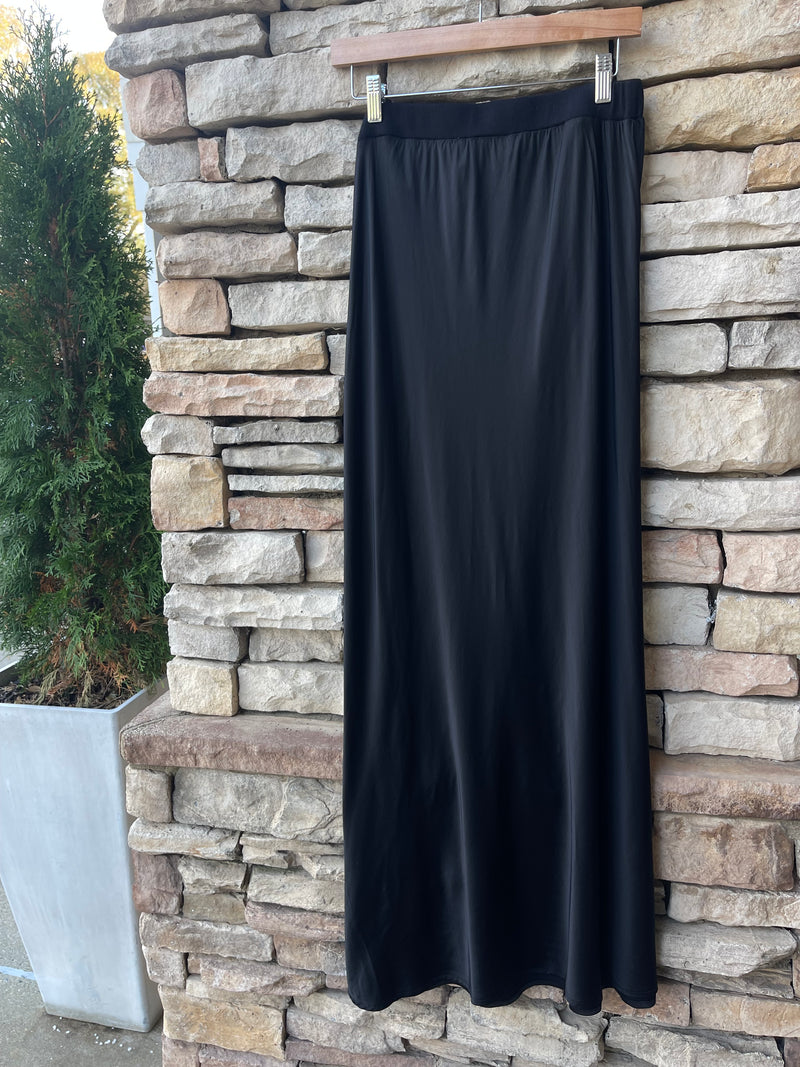 Cosmo Satin Maxi Skirt - Black