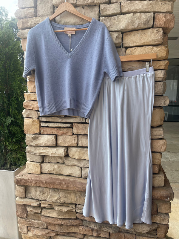 Satin Slip Skirt - Moon Blue