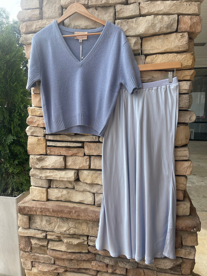 Satin Slip Skirt - Moon Blue