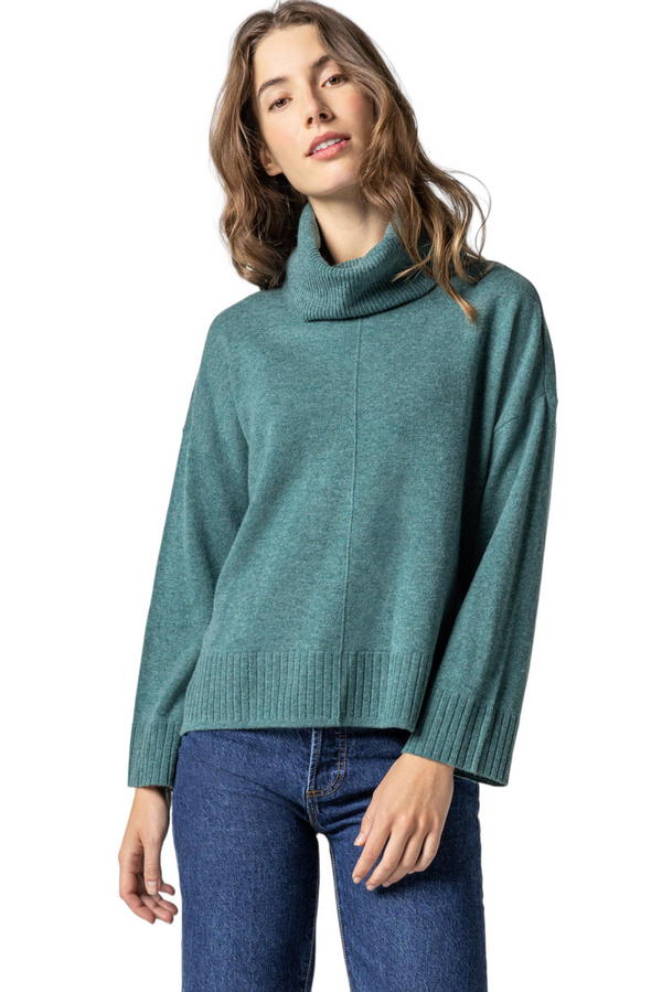 Side Slit Turtleneck Sweater