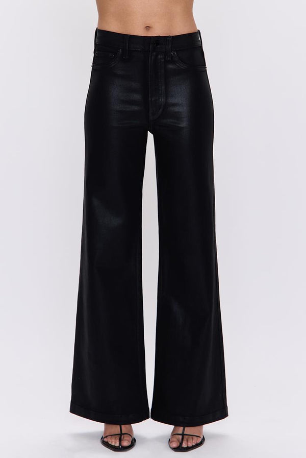 Lana High Rise Wide Leg - Coated Noir