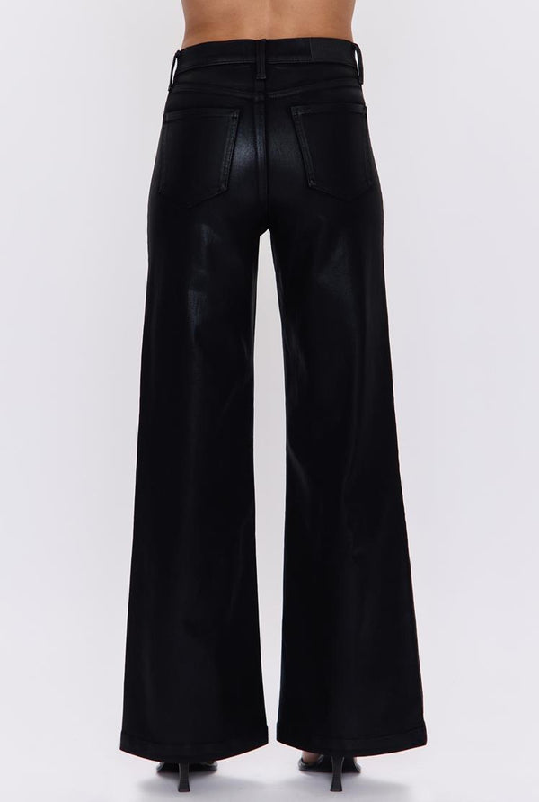Lana High Rise Wide Leg - Coated Noir