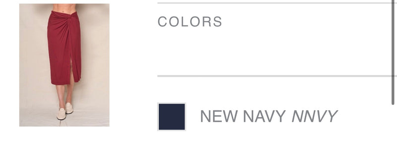 Rib Twist Tulip Skirt - Navy