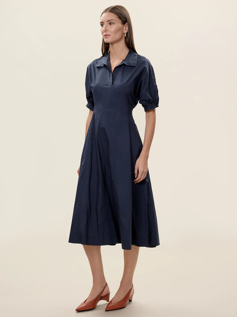 Aisley Poplin Dress - Navy