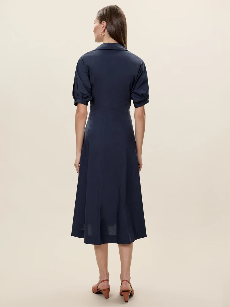Aisley Poplin Dress - Navy