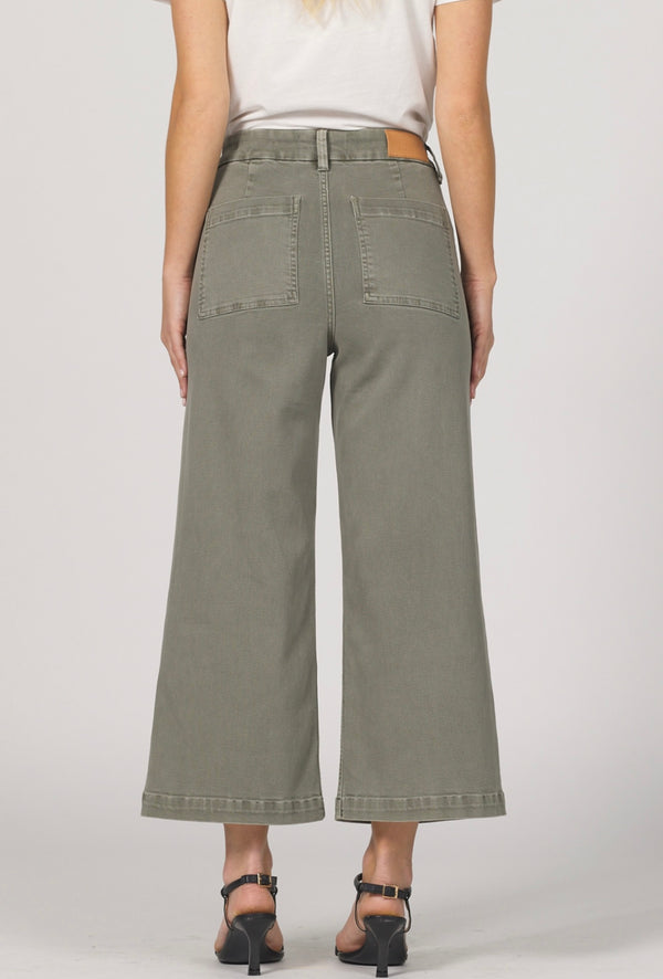 Audrey Wide Leg Jeans - Olive