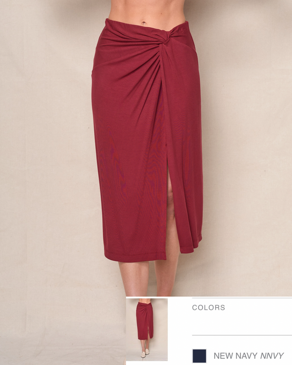 Rib Twist Tulip Skirt - Navy