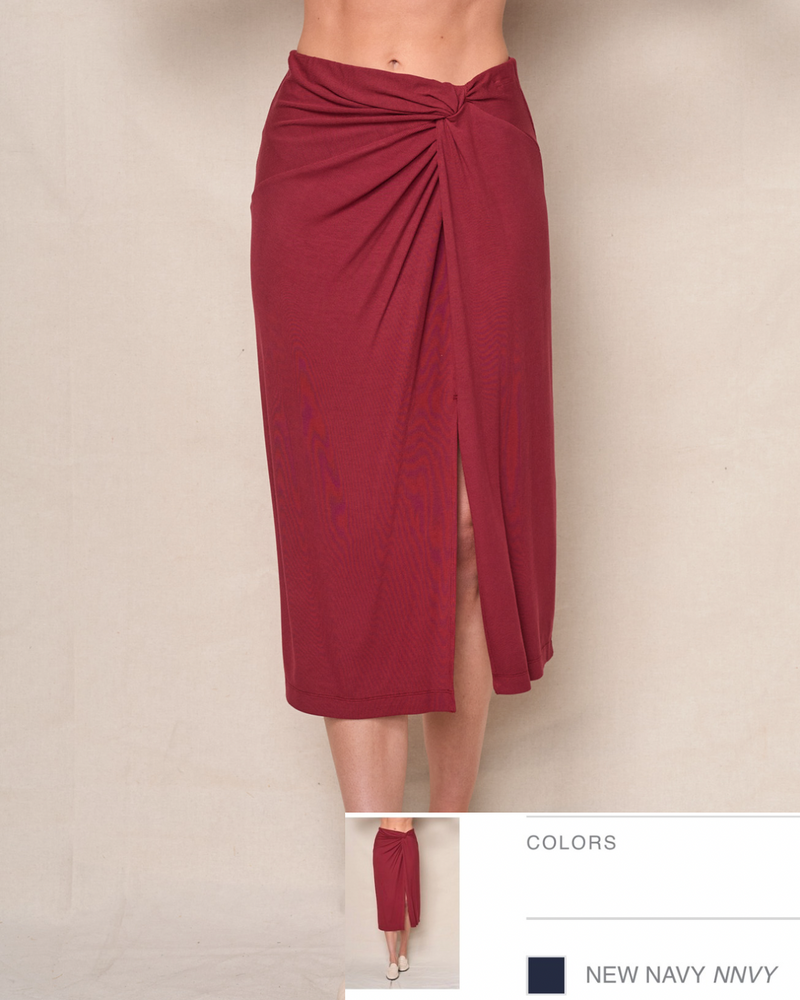 Rib Twist Tulip Skirt - Navy