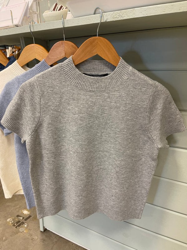 Vhari Mock Neck Knit Top - Grey