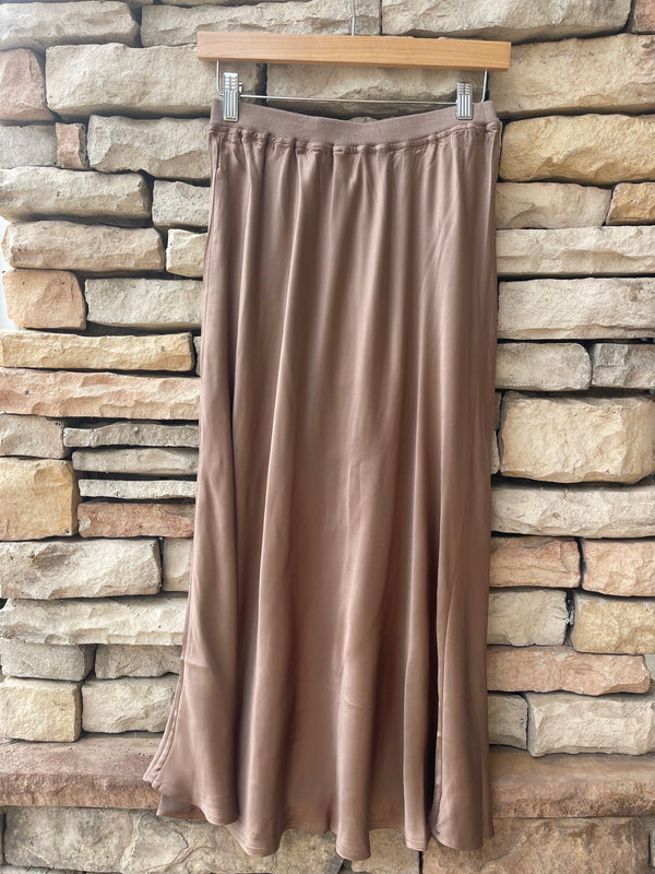 Satin Slip Skirt - Coffee