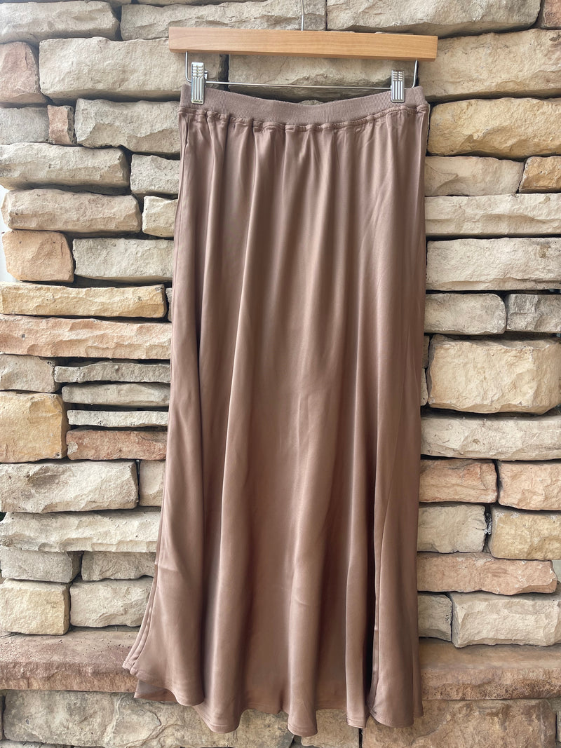 Satin Slip Skirt - Coffee