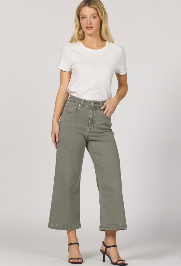 Audrey Wide Leg Jeans - Olive