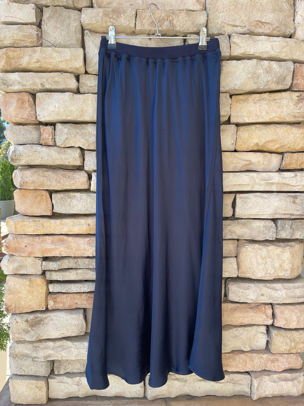 Satin Slip Skirt - Navy