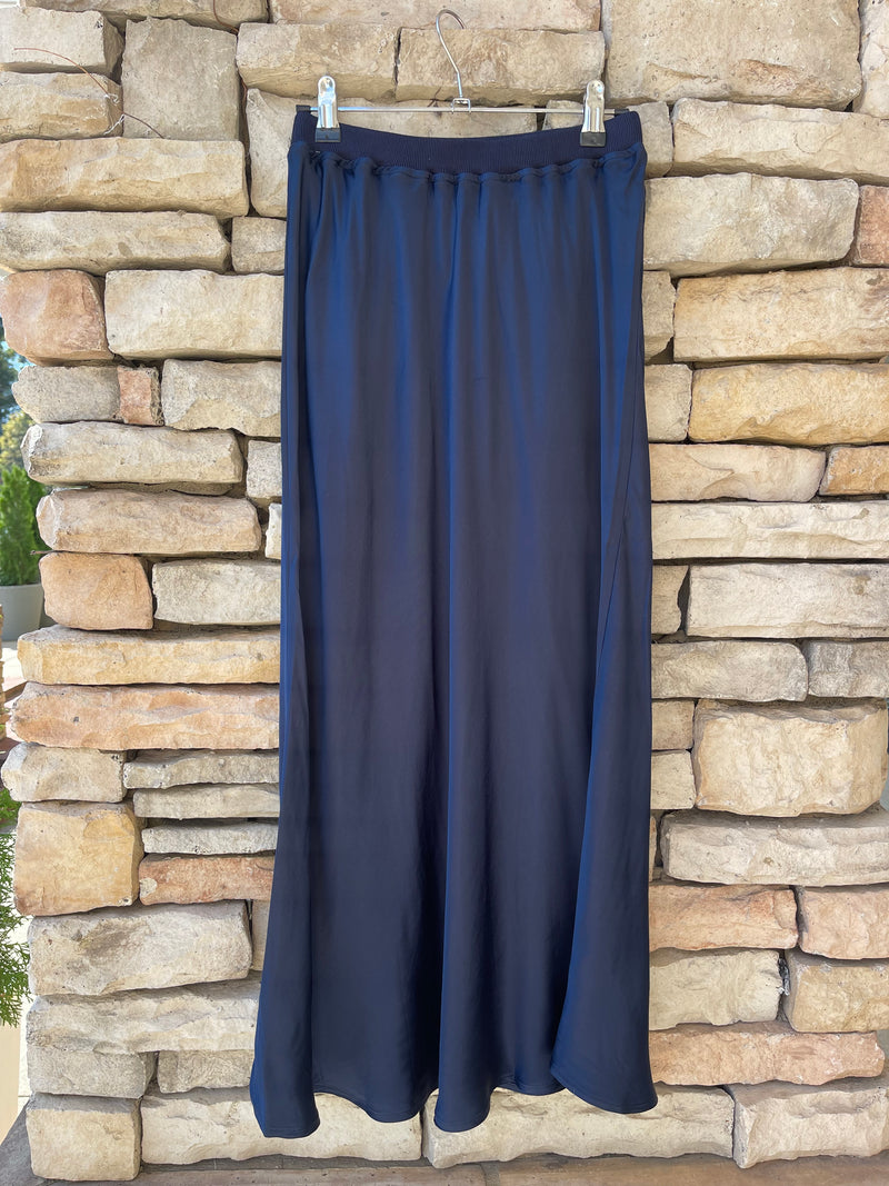 Satin Slip Skirt - Navy