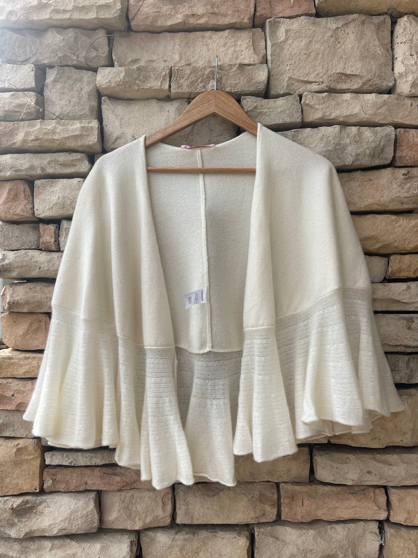 Cashmere Ruffle Shawl - Cream