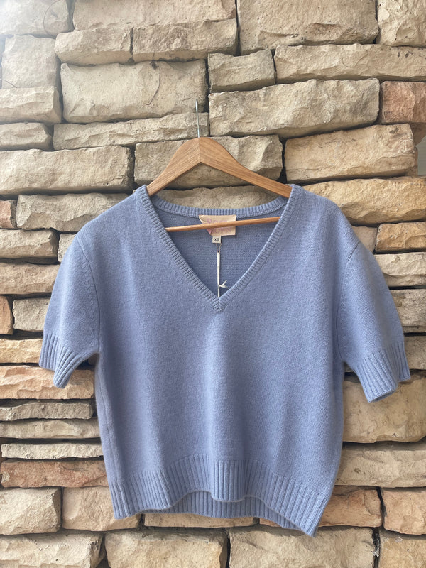 Short Sleeve V-Neck Sweater