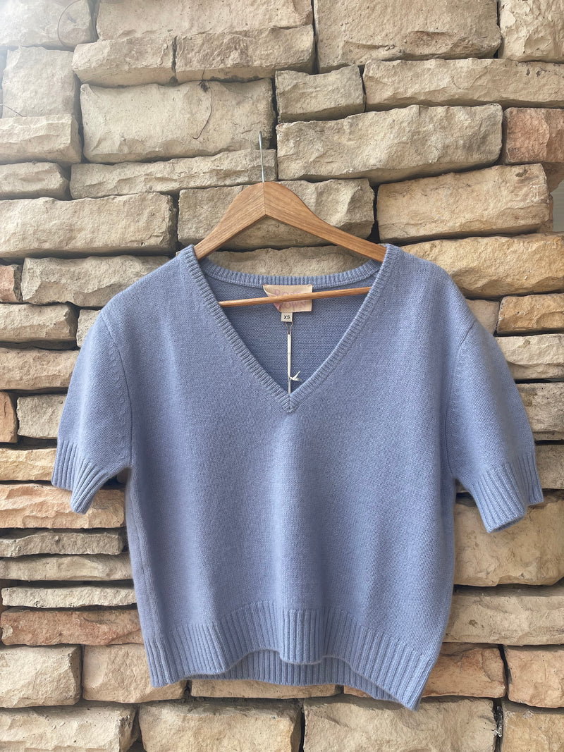 Short Sleeve V-Neck Sweater