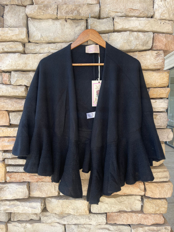 Cashmere Ruffle Shawl - Black