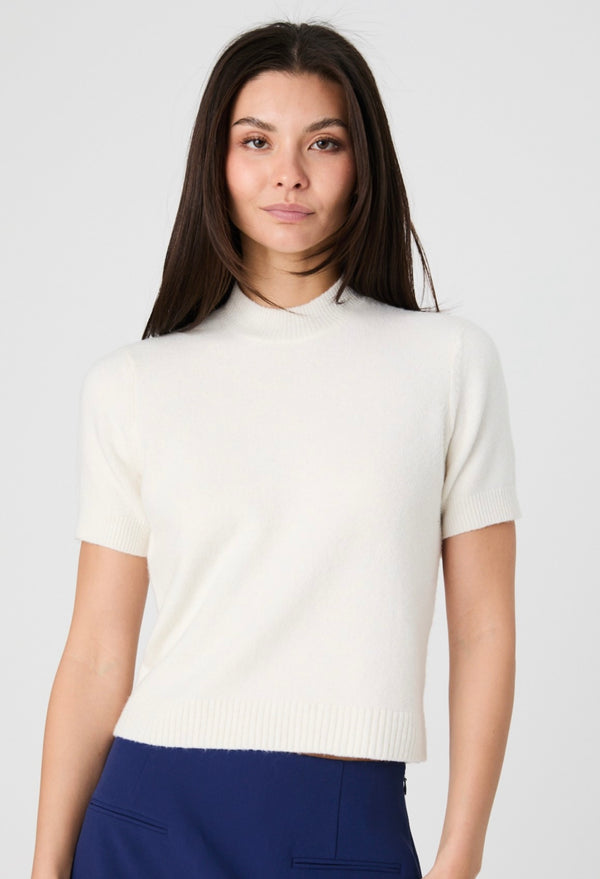 Vhari Mock Neck Knit Top - Cream