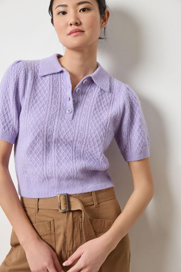 Mixed Stitch Elbow Sleeve Polo