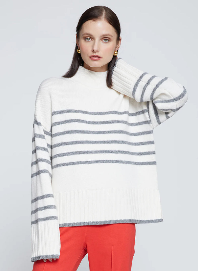 Striped Mock Neck Sweater