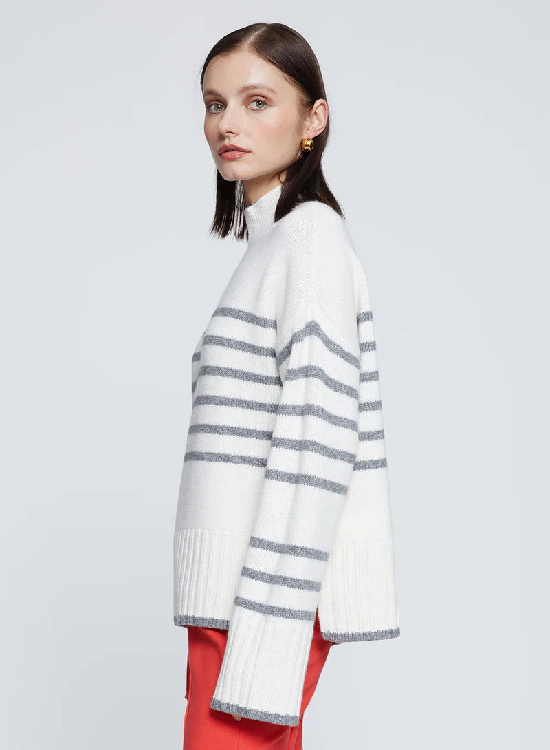 Striped Mock Neck Sweater