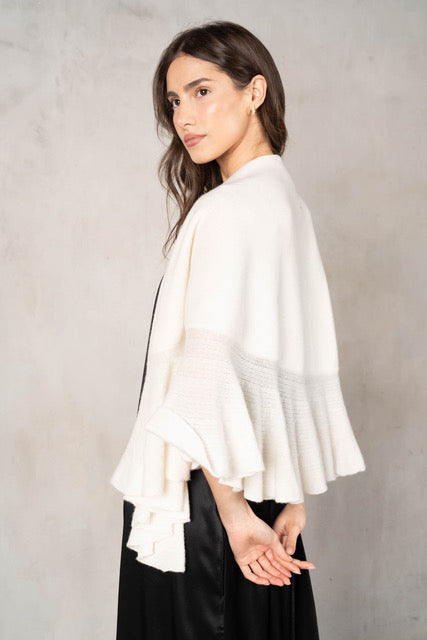 Cashmere Ruffle Shawl - Cream
