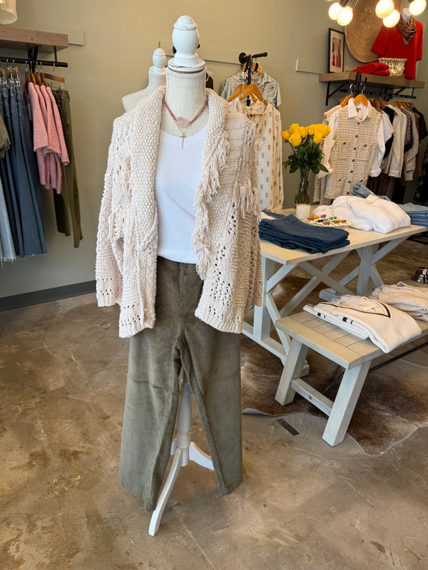 Southwest Fringed Cardigan - Sand