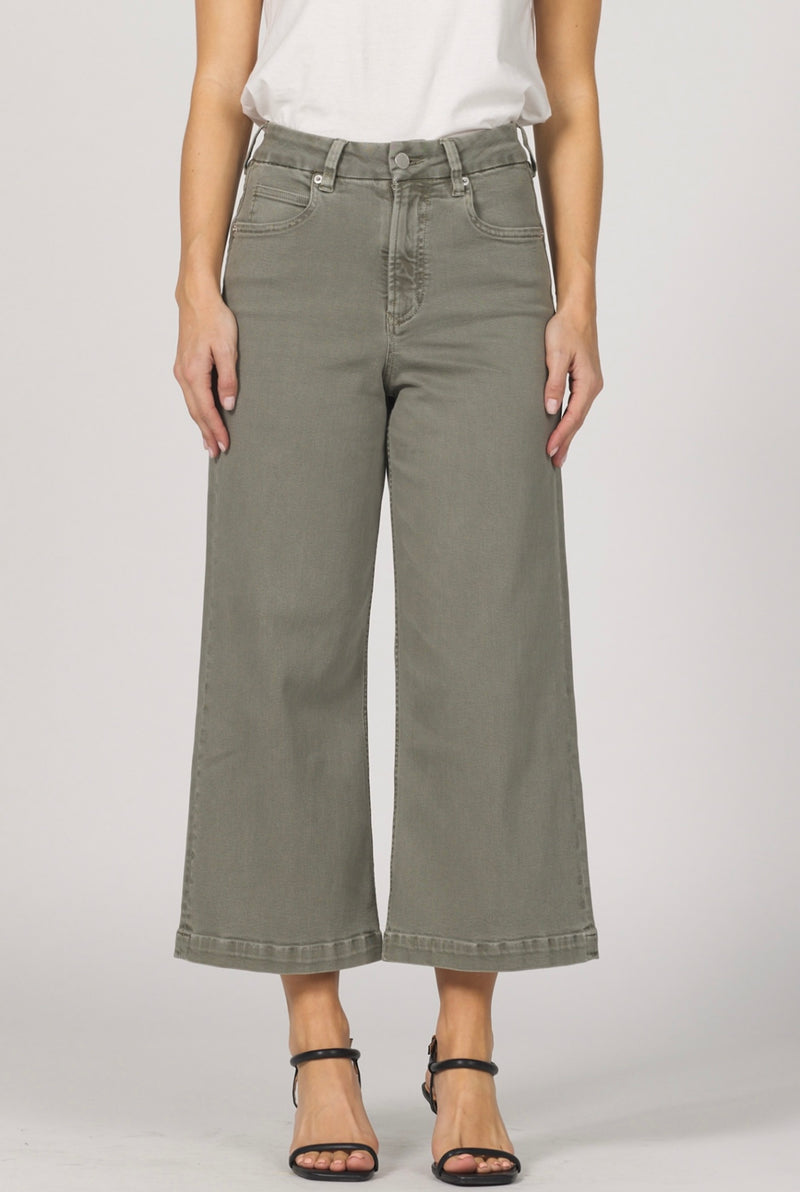 Audrey Wide Leg Jeans - Olive