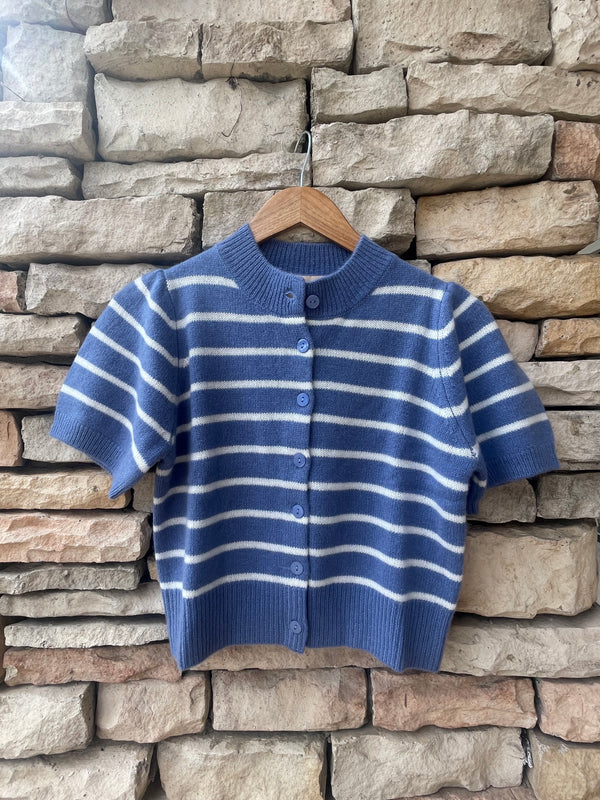 Stripe Short Sleeve Cardigan