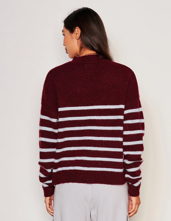 Stripe Mock Neck Sweater