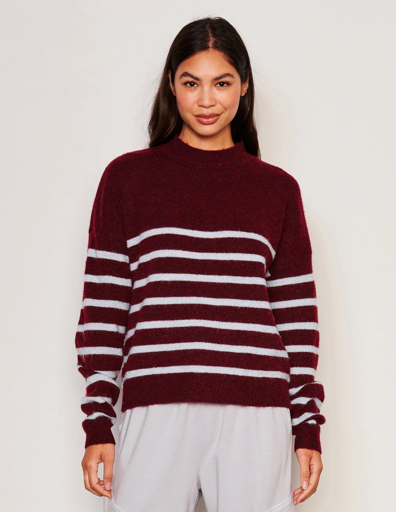 Stripe Mock Neck Sweater