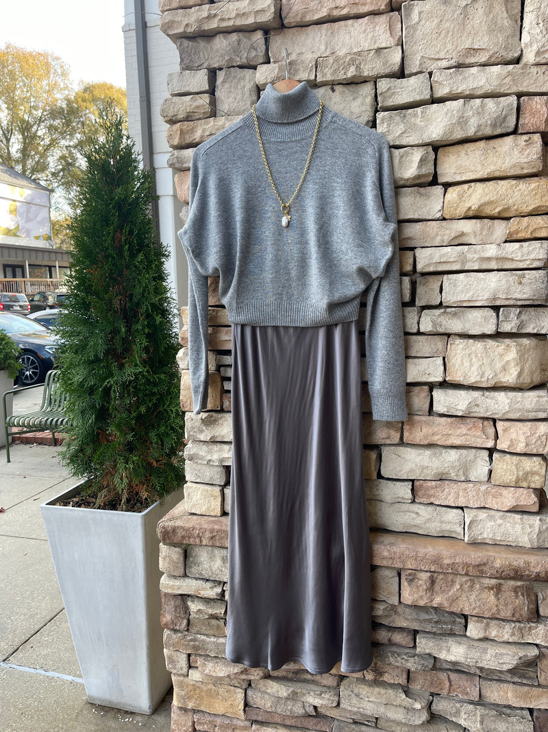 Satin Slip Skirt - Cement