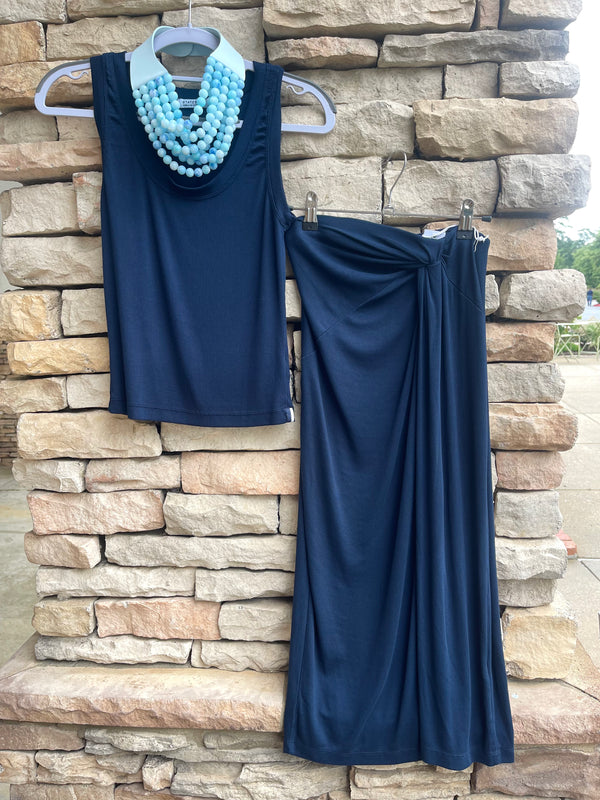 Rib Scoop Neck Tank - Navy